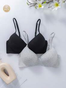 2pcs Bras For Women Push Up Bra Soft Strap Sexy Lingerie Padded Bra U-Shaped Back Bralette Underwear Comfprtable Bralette - Multicolor - View 5