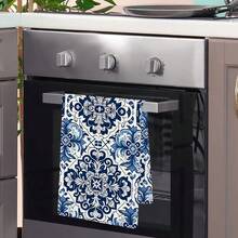 1pc/2pcs Bohemian Style Blue And White Porcelain Floral Kitchen Towels, Soft & Absorbent Machine Washable Polyester Dishcloth, Perfect For Kitchen Decor, Cooking.Baking, Holiday Decor & Bathroomssentials, TableDecor, Kitchen Supplies, Home Decoration, New Home Bathroom Housewarming Gift, Kitchen Towels - Multicolor - View 7