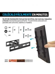 Redlemon Soporte para TV de 37" a 80" Pulgadas con Brazo Móvil Extensible y Altura Ajustable - Negro - Ver 6