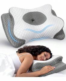 Almohada cervical More Aches para alivio del dolor, almohada cervical ajustable para soporte del cuello con reposabrazos, almohadas ergonómicas de espuma viscoelástica sin olor, almohada ortopédica para dormir de lado, espalda y estómago - Negro - Ver 7