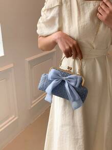 New Sequin Chain Evening Clutch Bag, Women Fashion Celebrity Party Purse, Solid Color Crossbody Handbag