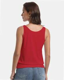Summer V Neck Women's Sleeveless Tank Top Casual Top Loose Bandeau Bottom - Đỏ - Xem 2