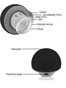 Mini Bocina Bluetooth para Ducha Altavoz Portátil Manos Libres IPX4 Impermeable Baño Luz RGB Micrófono incorporado - Unitalla - Ver 10