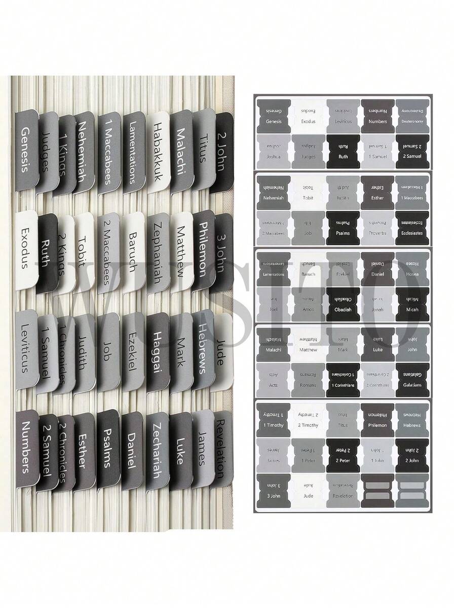 WUSITO Bible Tabs, 75 Tabs, Gray, Laminated Bible Tabs For Women And Men, Bible Tabs For Study Bible, Bible Index Tabs, Bible Book Tabs, Bible Labels Tabs.,School Supplies,Back To School