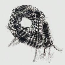 Houndstooth Pattern Large Scarf, Tactical Military Scarf, CS Outdoor Houndstooth Scarf, Arab Shemagh Scarf With Tassels