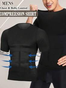 Men Slimming Body Chest Ultra Lift Shaper Compression Undershirt Belly Tank Tops Short Sleeves Muscle Shirts Underwear Training Sports Gym Workout Fitness