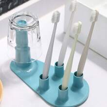 1pc Bathroom Storage Shelf Toothbrush Holder Rinse Cup Organizer Rack, Countertop Bathroom Cup Holder Draining Rack Toothbrush Stand Home Bathroom Decor Summer - Multicolor - View 8