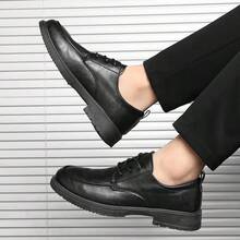 2025 New Arrival Black Leather Breathable Men's Business Dress Shoes, Casual Oxford Shoes With Soft Sole, British Style - Black - View 7