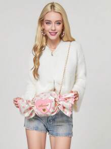 Bolsa Transversal Divertida e Fofa com Formato de Doce e Estampa de Poá para Meninas, Bolsas e Bolsas Novidade, Bolsa de Ombro e Bolsa Clutch para Mulheres