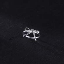 1pc Fashion 3D Bowknot Design S925 Silver Finger Ring, Elegant Luxury Women Jewelry Accessories - Bow Silver - View 5