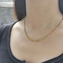 Trendsmax 3/5/7/9/11mm Gold Plated Stainless Steel Cuban Curb Chain Necklace, 16-30 Inches, For Mens Womens Link Jewelry 2025 New - 3mm Gold - 查看 4