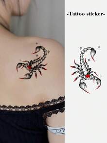 1 件临时纹身贴纸，诱人的蝎子图案，防水、防汗，一次性使用 - 彩色 - 查看 2