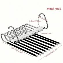 1 pezzo di appendiabiti salva-spazio a 9 strati in metallo, organizer per armadio in acciaio inossidabile a forma di S antiscivolo con ganci per leggings e pantaloni, accessorio per armadio | Appendiabiti stabile per indumenti | Appendini robusti in metallo