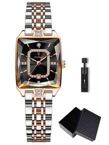 POEDAGAR 1pc Elegant Women's Rose Gold Stainless Steel Quartz Wrist Watch With Date Display, 30M Water Resistant, Luminous, Casual Fashion Ladies Watch, Comes With Gift Box, Suitable For Business Occasions, Women's Gift