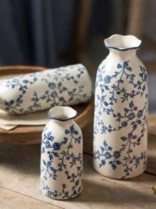 Nowy chiński retro ceramiczny mały wazon na kwiaty, smukły salon, kompozycja z suchych kwiatów, dekoracja hydroponiczna, wysokiej klasy niebieski i biały porcelanowy wazon na kwiaty