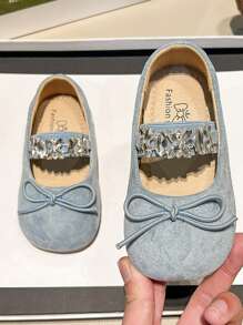1 par de bailarinas con lazo de unicolor, moda para niñas, adecuadas para primavera y verano