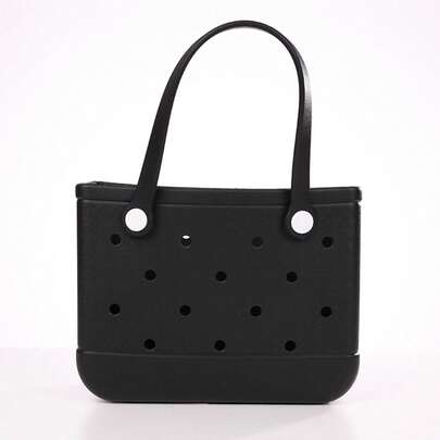 Miniso 经典款式孔手提包 - 休闲外出，日常旅行的吸睛单品，适合女孩的午餐袋，尺寸合适，带手柄的可爱便当袋，沙滩包，防水