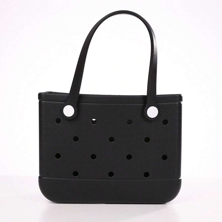 Miniso Classic Style Holes Handheld Bag - Casual Outings,An Eye-Catching Item For Everyday Travel, Lunch Bags For Girls Suitable Size Cute Bento Bags With Handle Beach Bag Waterproof - Black - View 1