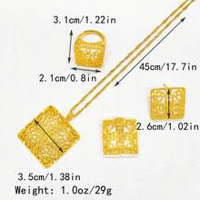 1 set colier, cercei și inel elegant de lux pentru femei, din aliaj de cupru, design auriu, non-Orientul Mijlociu, set de 3 piese, potrivit pentru orice ocazie, poate fi oferit cadou