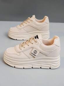 Nuevas zapatillas de lona de unicolor con suela gruesa para mujeres, cómodas zapatillas de plataforma casual, adecuadas para otoño 2025