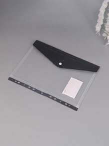 Carpeta de archivos de PVC transparente gruesa con botón a presión, tamaño A4, carpeta de archivos transparente y resistente al agua de gran capacidad con bolsillo para etiqueta, organizador de documentos, para almacenamiento de documentos de oficina y organización de artículos de papelería de estudiantes, excelente para la temporada de regreso a clases