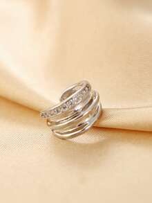 1 件欧美时尚金属锆石耳夹，奢华简约精致耳环，无穿孔 C 形耳环，独特设计，日常佩戴，生日礼物 - 銀色 - 查看 7