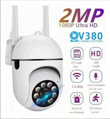 1 piezas Cámara de seguridad Smart Home 1080p HD - Visión nocturna a color resistente a la intemperie, inclinación/rotación/zoom, audio bidireccional, monitor de mascotas con alertas de movimiento - Cámara de seguridad inalámbrica para interiores, - Blanco - Ver 2