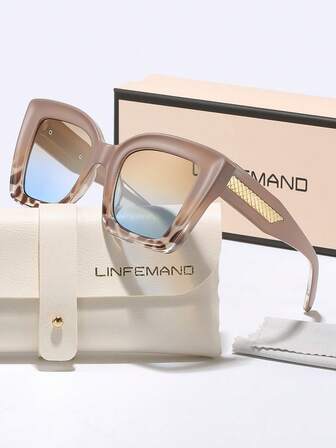  LINFEMAND Chic Cat Eye Decor Fashion Fashion Glasses, , Suitable For Driving, Party, Dance, Street Snap, Stylish Gift Item For Summer Beach Vacation,Outdoor,Travel