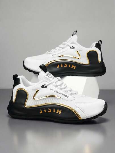 Plus Size Men's Summer 2025 Breathable Casual Sneakers, Fashionable & Versatile Running Shoes