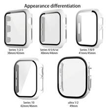 Ensemble de bande et de boîtier compatibles avec . Set mode hommes et femmes, sport doux et confortable avec rivets et boucle en silicone. Boîtier en PC dur anti-chute, anti-rayures et anti-collision avec film en verre trempé intégré. Compatible avec 40/41/42/44/45/46/49mm. Compatible avec la série Ultra/10/9/8/7/6/5/4/SE. Bracelet et boîtier de remplacement simples, imperméables et anti-transpiration pour une utilisation pratique.