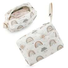 Bolsa organizadora de pañales con estampado estilo coreano INS para artículos de cuidado del bebé, pañales, toallitas, bolsillo colgante portátil para almacenamiento