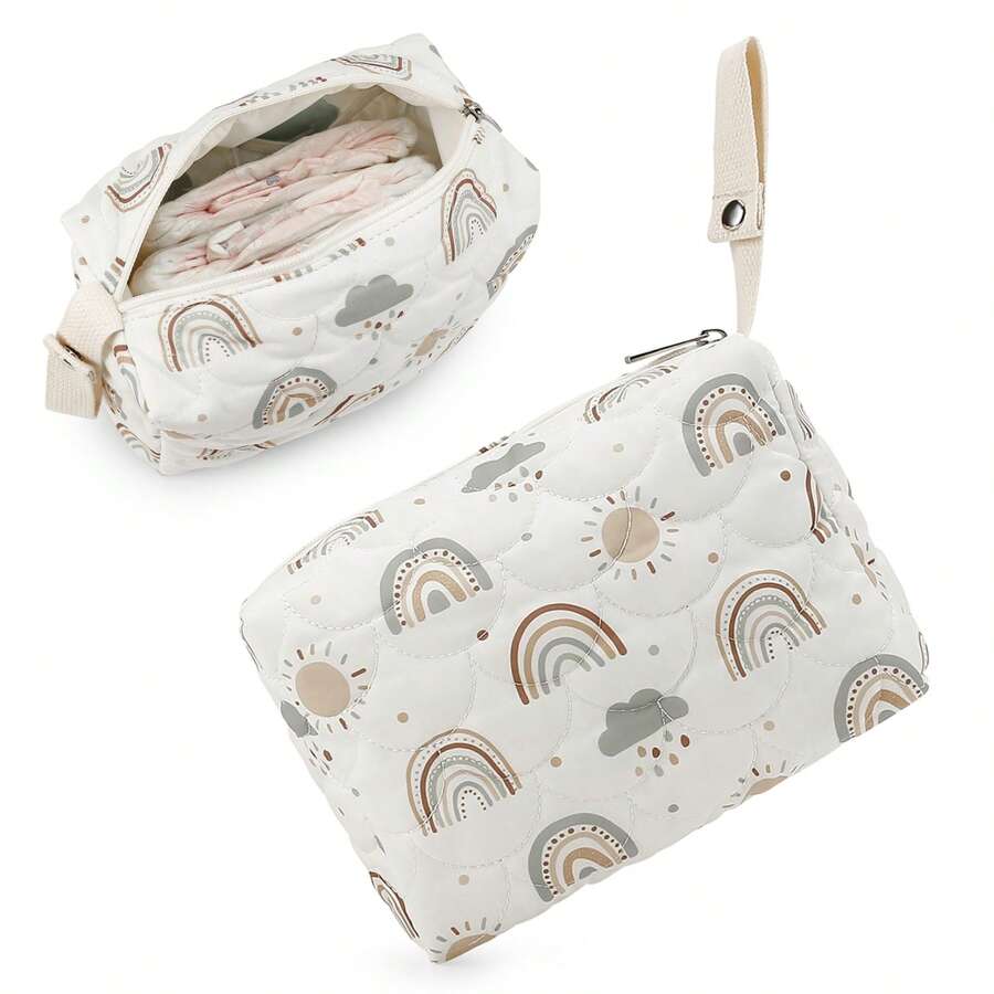 Bolsa organizadora de pañales con estampado estilo coreano INS para artículos de cuidado del bebé, pañales, toallitas, bolsillo colgante portátil para almacenamiento