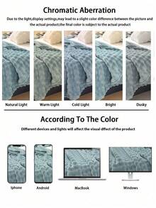 1 件柔软、舒适、亲肤的泡泡绒边毯（湖蓝色），适用于卧室和客房 - 藍色 - 查看 3