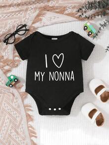 Amo a mi Monna' es un body con lindo mensaje para bebés recién nacidos niños y niñas - Negro - Ver 1
