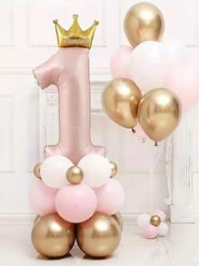 23pcs/Set Blue Pink Crown Number 1 To 9 Balloons Upright 1st Birthday Party Decorations Baby Shower Balloon