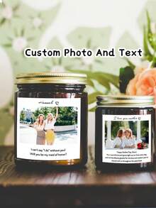 1/3/6Pcs Custom Photo And Text Candle Labels ,Customized Personailzed Candle Stickers,Gift Stickers For Bridesmaid/Maid Of Honor/Friend/Children/Kids/Mum/Dad/Grandma/Wife/Husband,Gift Labels For Wedding/Birthday/Mother'S Day/Father'S Day/Christmas/Holiday - Multicolor - View 2