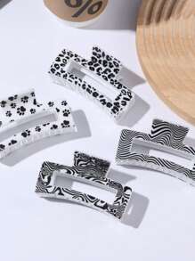 4pcs/Set Medium Leopard Print Square Hair Claws, Versatile Plastic Square Hair Clips, Damage-Free Hair Accessory, Leopard Hair Claw, Suitable For Daily Wear, Parties, Gifts, Autumn/Winter Valentine's Day,Hair Accessories,Claw Clips,Hair Jaw Clip,Hair Clutch