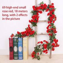 2.5m/1.8m Artificial Rose Vine, Suitable For Wedding Wreaths, White & Pink, Home Room Wedding Decor, Silk Artificial Rose Vine (Relatively Smaller Flowers) - Multicolor - View 6