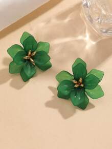 1 par de brincos de pétalas de flores preservadas em camadas para mulheres, brincos vintage elegantes