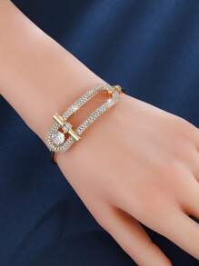 1 pezzo Braccialetto a fascia da donna con cielo stellato, gioiello di lusso e di pregevole fattura vintage, incastonato di zirconia cubica, accessorio di moda per donna, elegante per uso quotidiano e feste, regalo perfetto