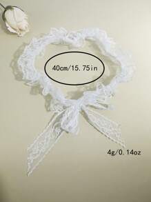 1pc White Lace Elastic Garter Belt, Elegant Bow Thigh Chain Leg Wrap For Bride