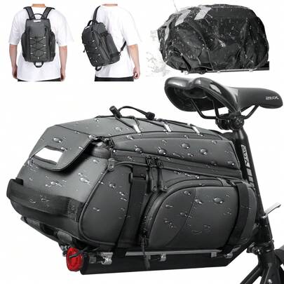 Bike Bags For Bicycle Rear Rack 15L Waterproof Bike Ebike Trunk Pannier Saddle Bag With Rain Cover Bike Accessories Backpack Shoulder Bag For Commuter Travel Outdoor