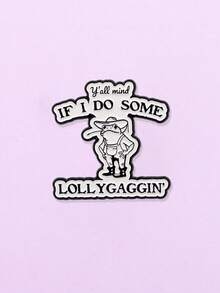 1PC Funny Enamel Pin Cute Brooch Pines Lapel Pins Badge On Backpack Clothing Accessories Animal Jewelry Friends Gifts - Black and White - View 3