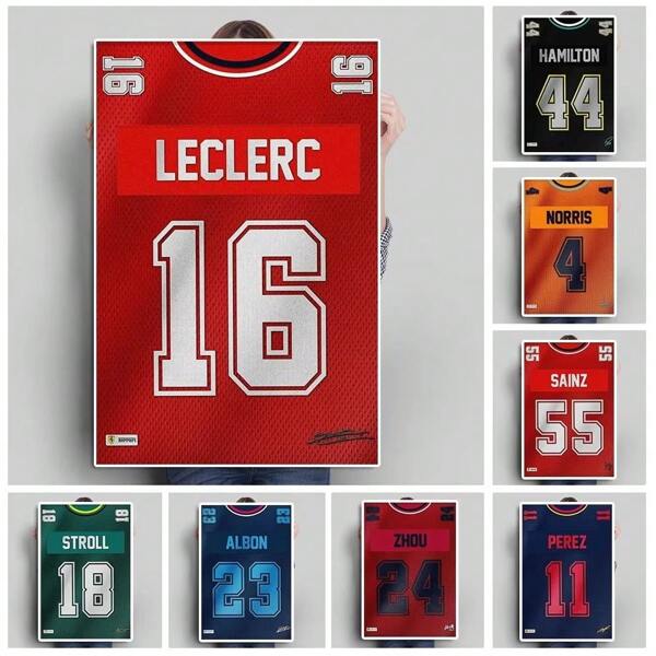 1pc /3PCSWall Arts Posters Modern Pop Sports Star Racing Driver Leclerc Football Shirt Poster Formula World Champion Hamilton Canvas Painting Racing Wall Art Room Home Decoration, Suitable For Residential And Dormitory Walls, Living Rooms And Bars Decoration, Dining Rooms Or Bathrooms, Room Decoration, Without Frames High Quality, Indoor/Outdoor Canvas Art, Frameless/Framed