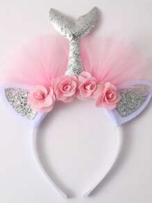 1 pièce Serre-tête accessoire de cheveux avec motif de sirène de dessin animé mignon, accessoire de costume pour fête d'anniversaire, festival, cosplay, photo. Décoration pour la fête des mères, le mois des fiertés, la rentrée scolaire, les cadeaux de Pâques. Bandeau, serre-tête