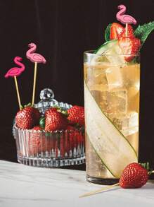 50/100 Pcs Flamingo Cocktail Picks -Flamingo Toothpicks Bamboo Toothpicks For Fruits, Appetizers,Decorative Fruit Picks,Wedding Cocktail Accessories,Restaurant Garnish Picks,BBQ Appetizer Skewers, Sandwiches, And BBQ, Decorative Party Supplies