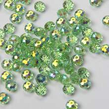 100pcs 8mm Premium Glass Crystal Beads, Flat Round Loose Beads For DIY Bracelets & Necklaces Jewelry Making Supplies