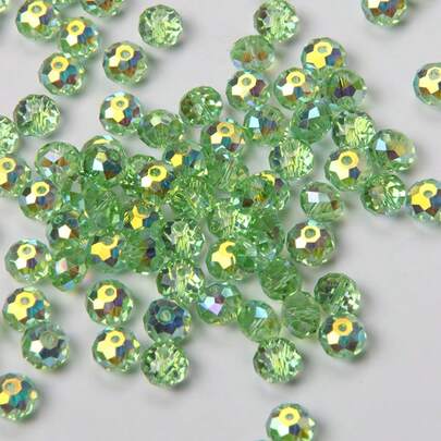100pcs 8mm Premium Glass Crystal Beads, Flat Round Loose Beads For DIY Bracelets & Necklaces Jewelry Making Supplies