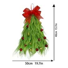 Christmas Teardrop Swag With LED Lights Winter Mesh Swag Front Door Wreath With Ball Ornaments For Home - Camel - View 7
