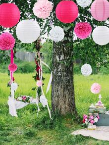 Set mit 12 Stück/24 Stück/36 Stück weiße und rosa Papier Laterne Blumen, für Hochzeitsdekoration, Party, Geburtstag, Einweihungsfeier, Deckendekorationen - Weiss - Übersicht 9